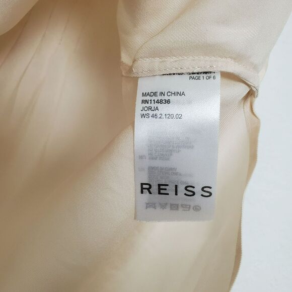 Reiss Womens Jorja Silk Top Size 2 V-Neck Racerback Cream Ivory Sleeveless FLAW - Picture 4 of 9